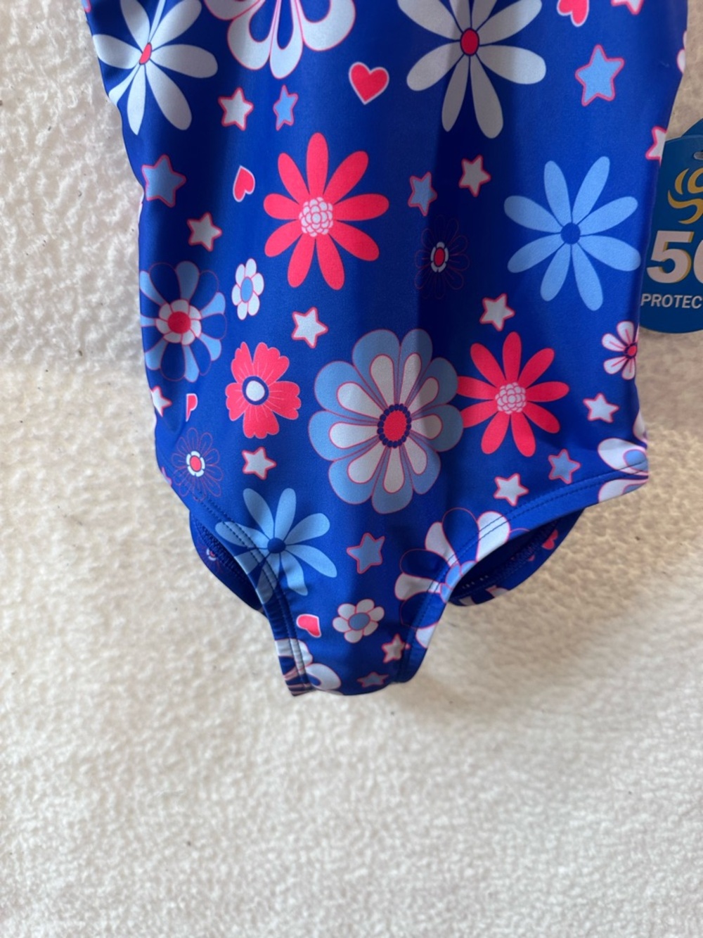 Kids Blue Floral One-Piece Swimsuit with Ruffle Straps - Picture 6 of 9